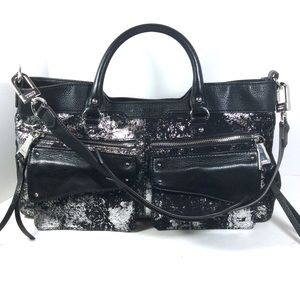 Aimee Kestenberg Black and Silver Shoulder Bag